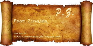 Paor Zinajda névjegykártya